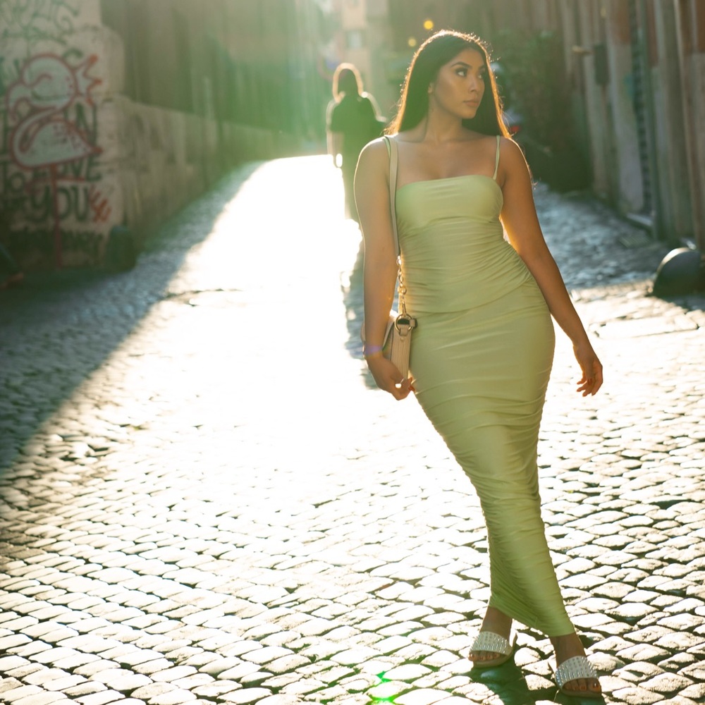 GREEN MAXI TIGHT DRESS
